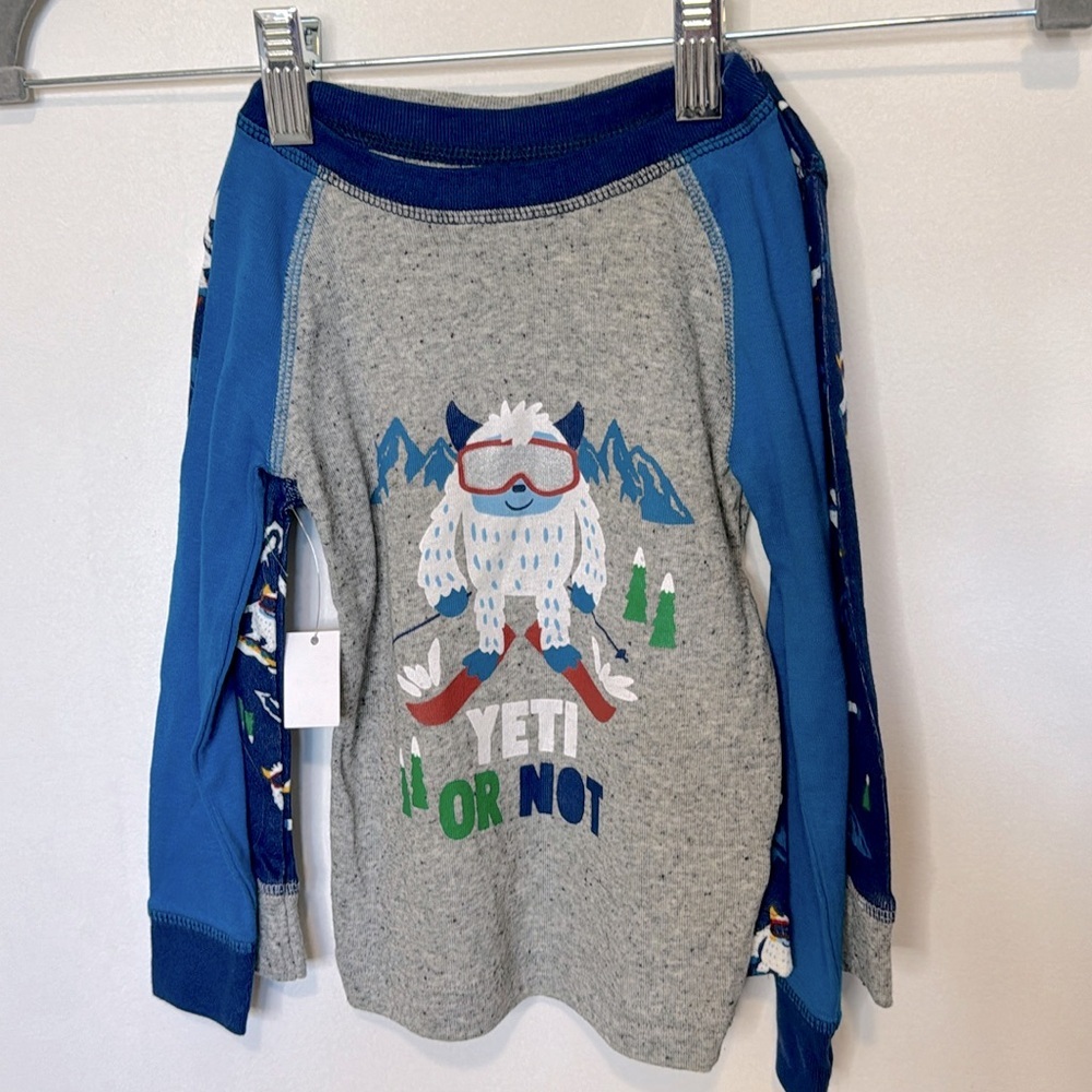 New Koala Kids Size 24 months Christmas Yeti pajama tops only set of 2